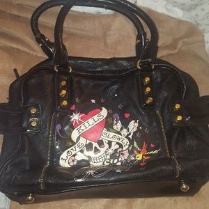 Ed Hardy black satchel purse